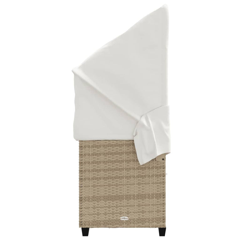 Ligbed met luifel en kussen poly rattan beige