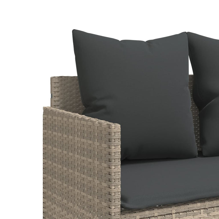 Ligbed met kussen poly rattan lichtgrijs