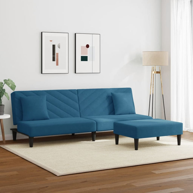 2-delige Loungeset met kussens fluweel blauw