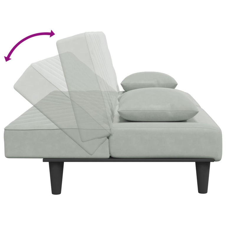 2-delige Loungeset met kussens fluweel lichtgrijs