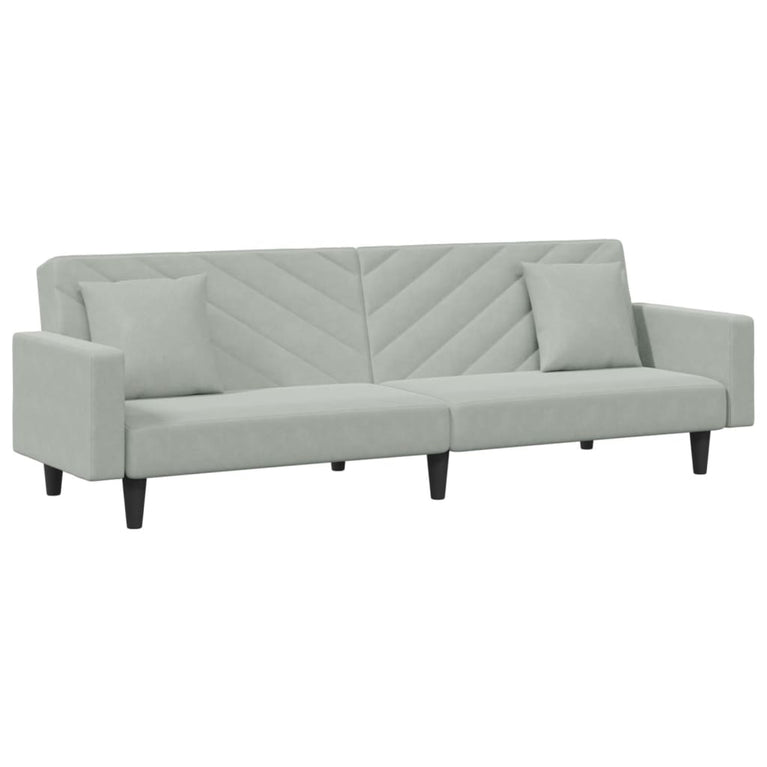 2-delige Loungeset met kussens fluweel lichtgrijs