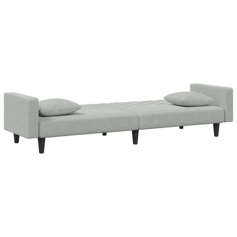2-delige Loungeset met kussens fluweel lichtgrijs