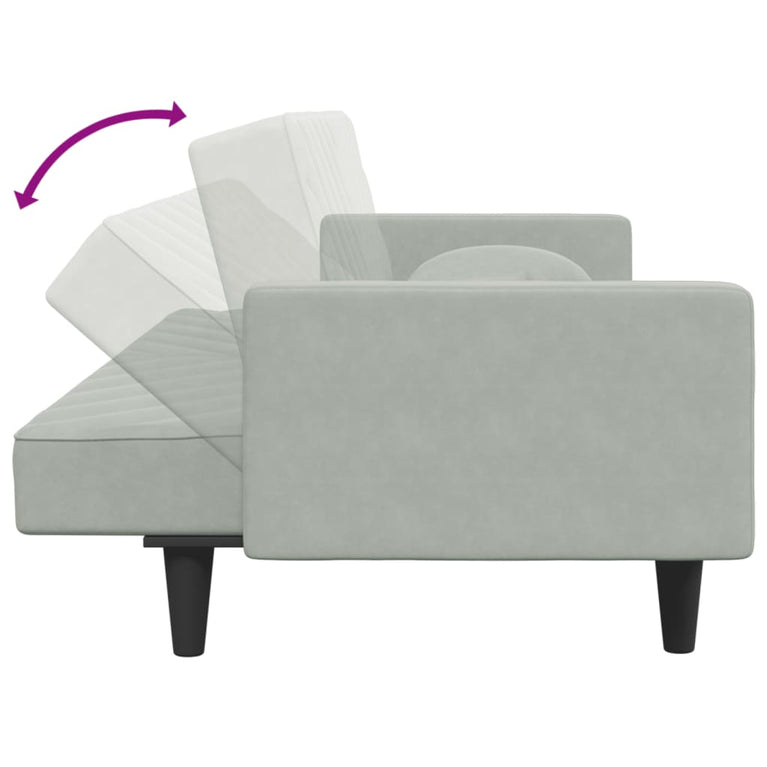 2-delige Loungeset met kussens fluweel lichtgrijs