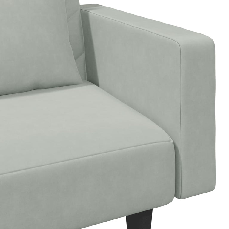 2-delige Loungeset met kussens fluweel lichtgrijs