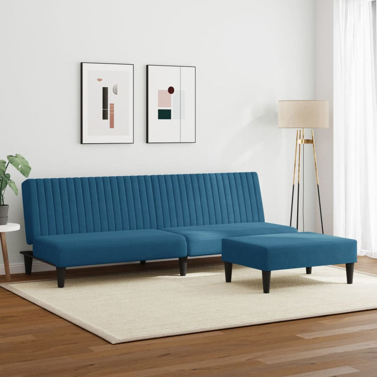 2-delige Loungeset fluweel blauw