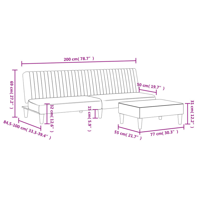 2-delige Loungeset fluweel blauw