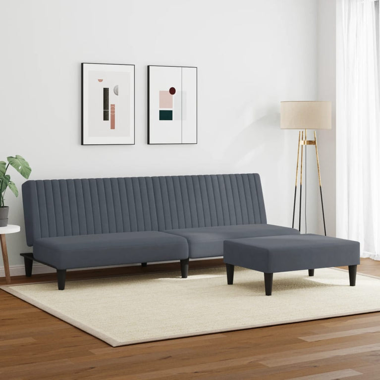 2-delige Loungeset fluweel donkergrijs