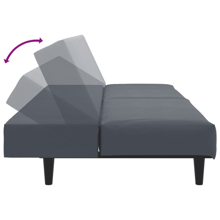 2-delige Loungeset fluweel donkergrijs
