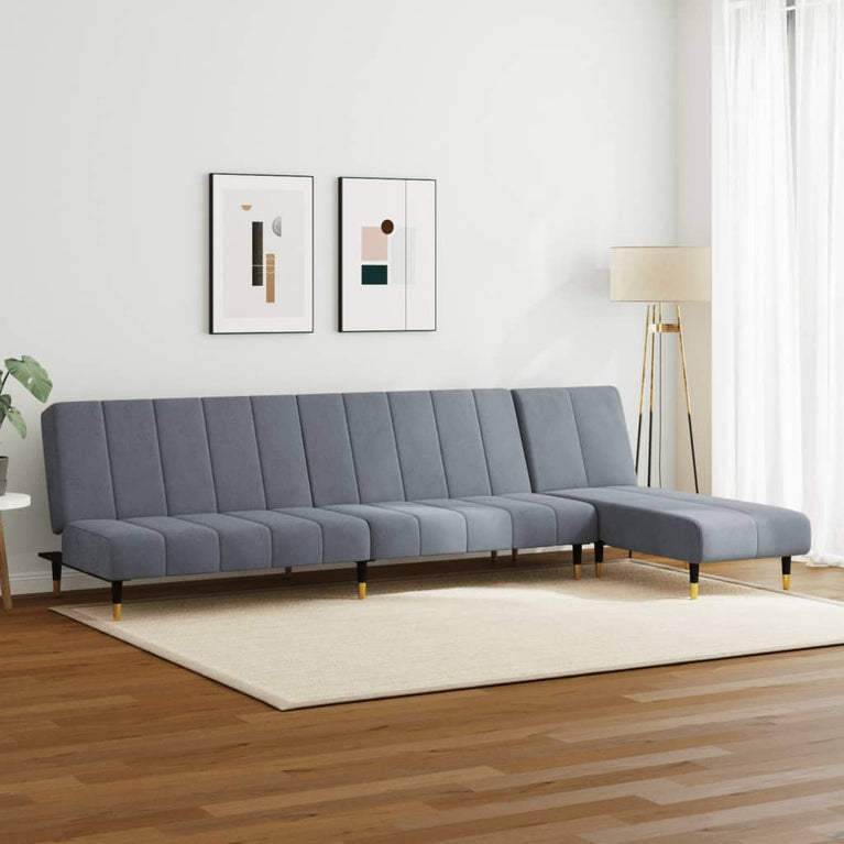 2-delige Loungeset fluweel donkergrijs