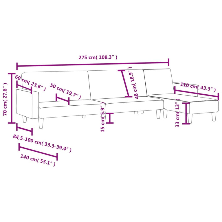 2-delige Loungeset stof zwart