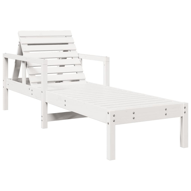 Ligstoel 199,5x62x55 cm massief grenenhout wit