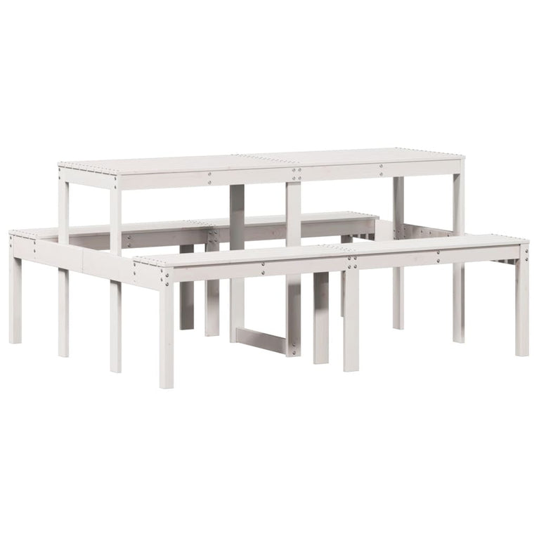 Picknicktafel 160x134x75 cm massief grenenhout wit