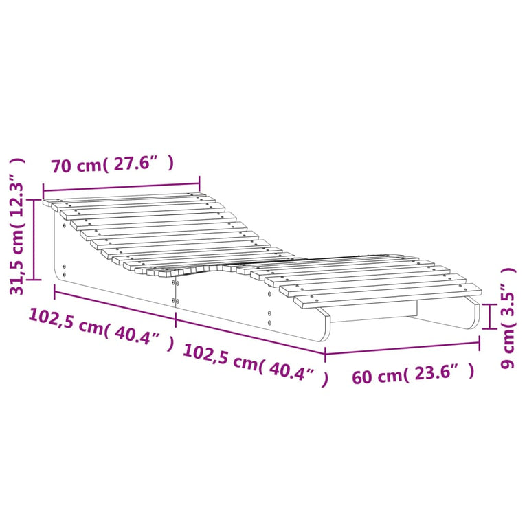 Ligbed 205x70x31,5 cm massief douglashout
