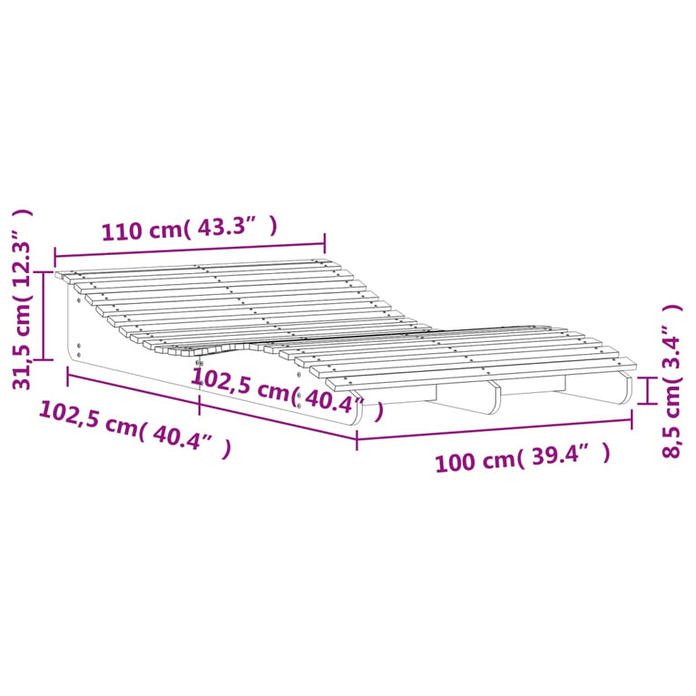 Ligbed 205x110x31,5 cm massief douglashout