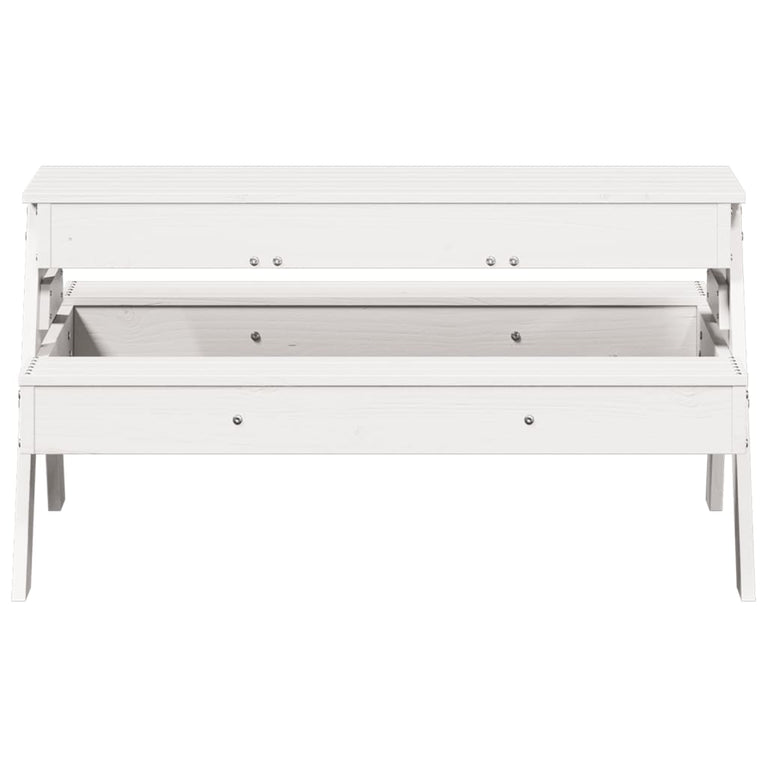 Picknicktafel met zandbak voor kinderen massief grenenhout wit