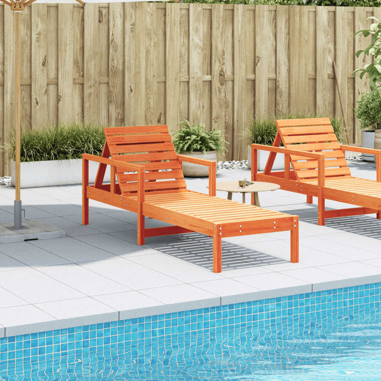 Ligbed 199,5x62x55 cm massief grenenhout wasbruin