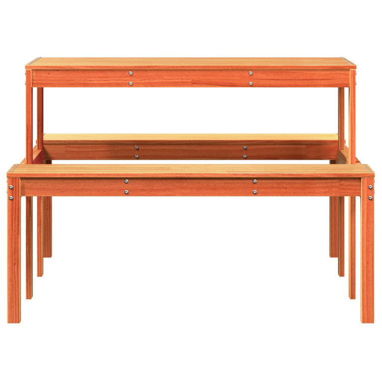 Picknicktafel 110x134x75 cm massief grenenhout wasbruin