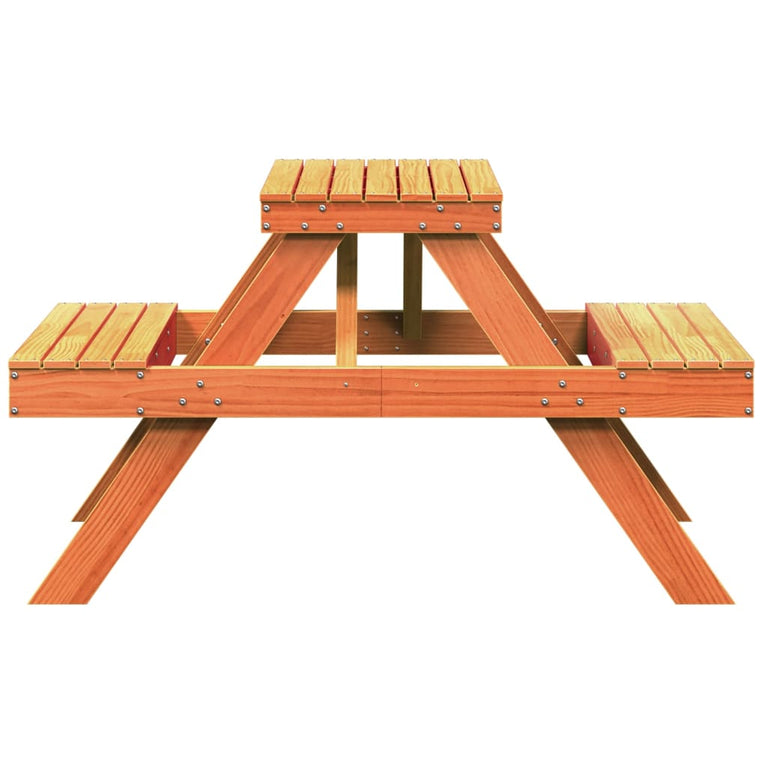 Picknicktafel 105x134x75 cm massief grenenhout wasbruin