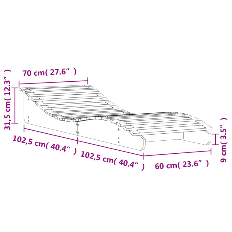Ligbed 205x70x31,5 cm massief grenenhout wasbruin
