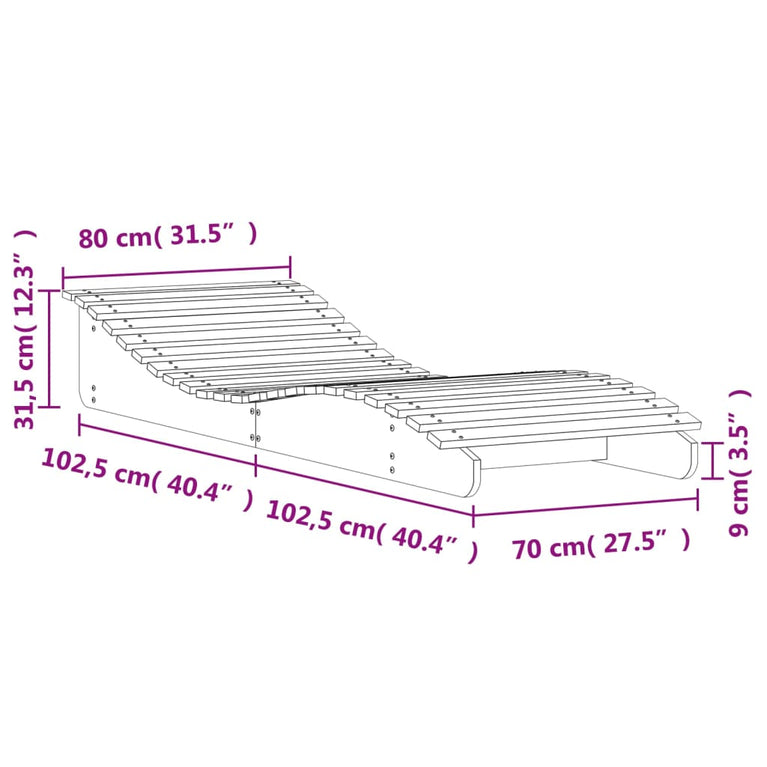 Ligbed 205x80x31,5 cm massief grenenhout wasbruin