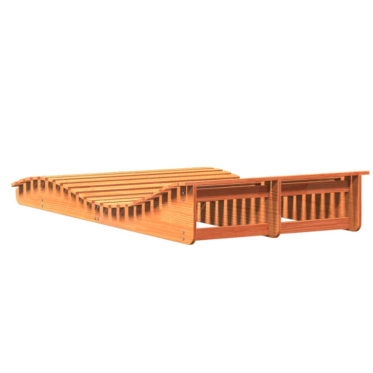 Ligbed 205x110x31,5 cm massief grenenhout wasbruin