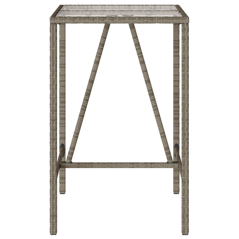 Tuinbartafel 70x70x110 cm poly rattan grijs