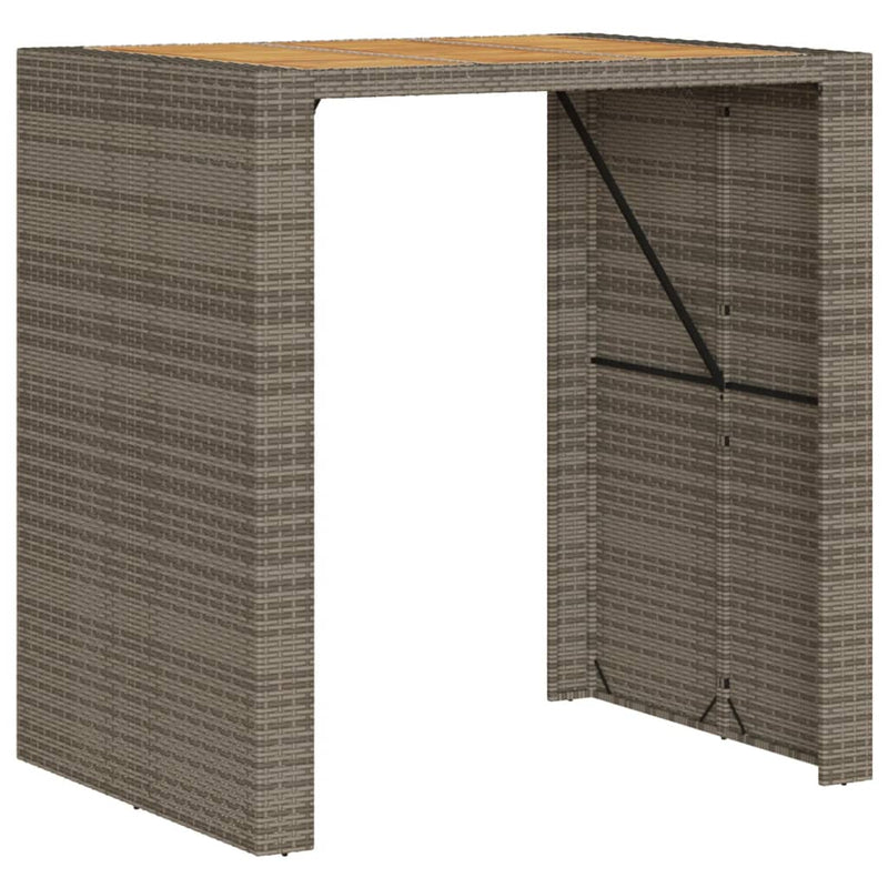 Tuintafel met acaciahouten blad 105x80x110 cm poly rattan grijs