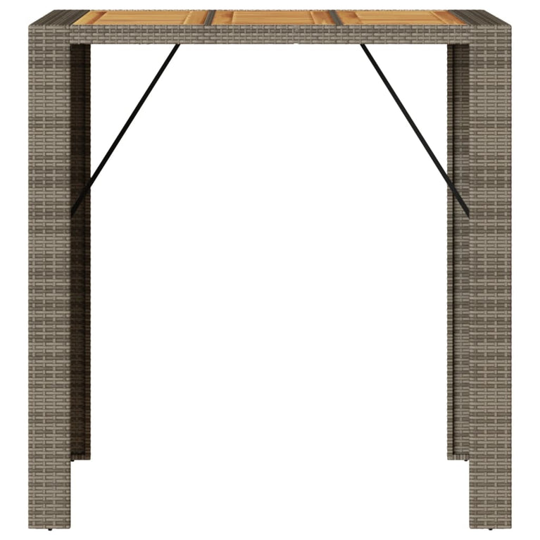 Tuintafel met acaciahouten blad 105x80x110 cm poly rattan grijs