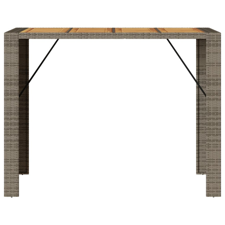 Tuintafel met acaciahouten blad 145x80x110 cm poly rattan grijs