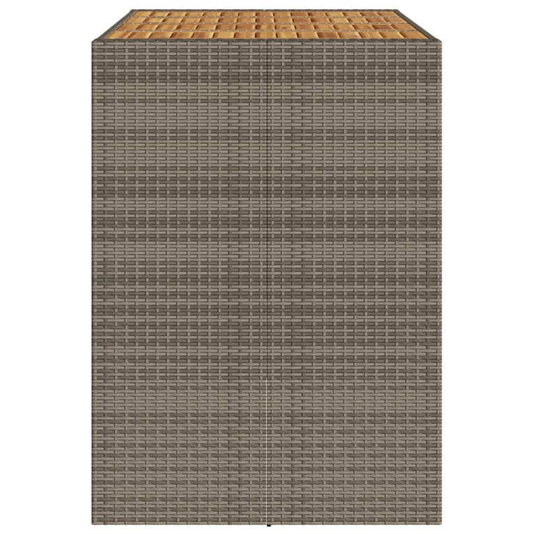 Tuintafel met acaciahouten blad 145x80x110 cm poly rattan grijs