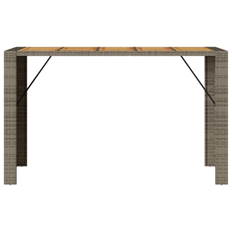 Tuintafel met acaciahouten blad 185x80x110 cm poly rattan grijs
