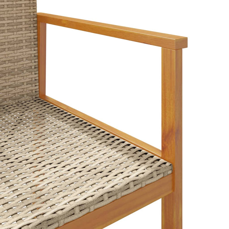 Tuinstoelen 2 st poly rattan en massief hout beige