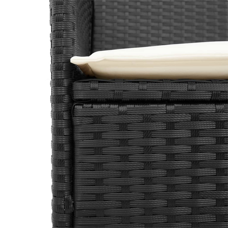 Tuinstoelen 2 st met kussens poly rattan en massief hout zwart