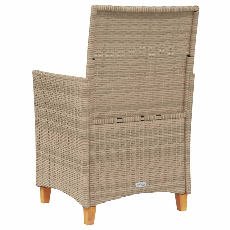 Tuinstoelen 2 st met kussens poly rattan en massief hout beige
