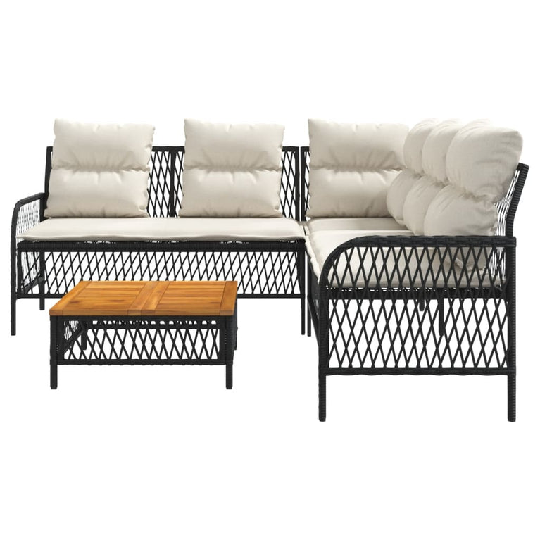 2-delige Loungeset met kussens poly rattan grijs