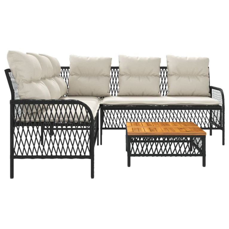 2-delige Loungeset met kussens poly rattan grijs