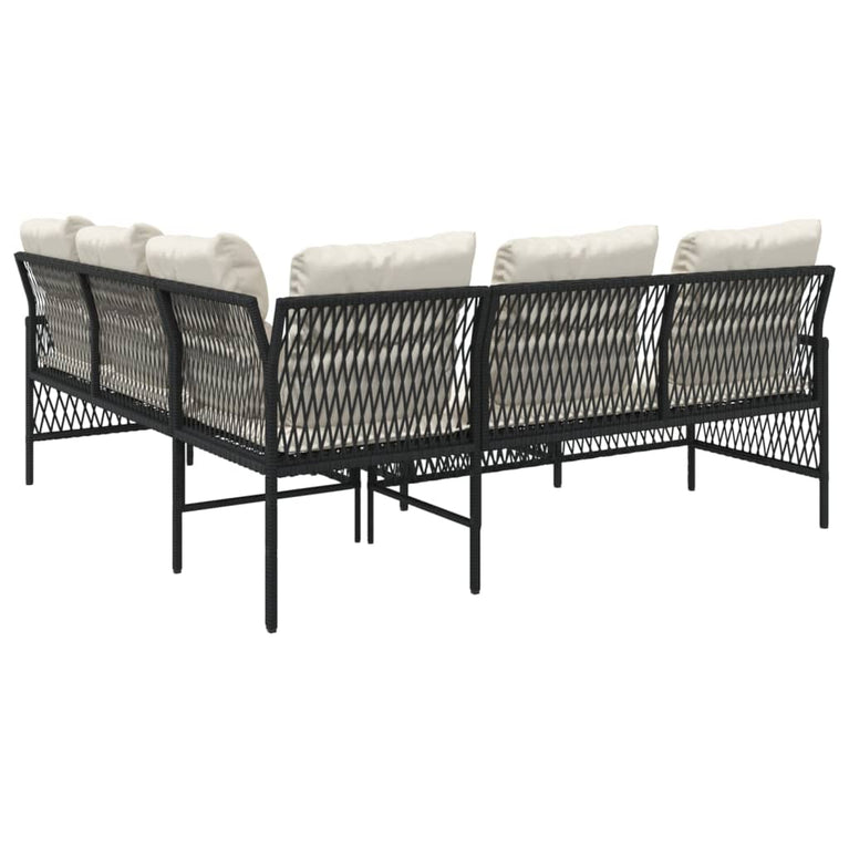 2-delige Loungeset met kussens poly rattan grijs