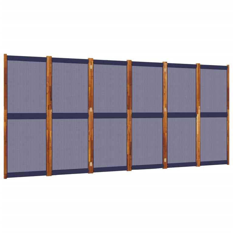 Kamerscherm met 6 panelen 420x180 cm donkerblauw