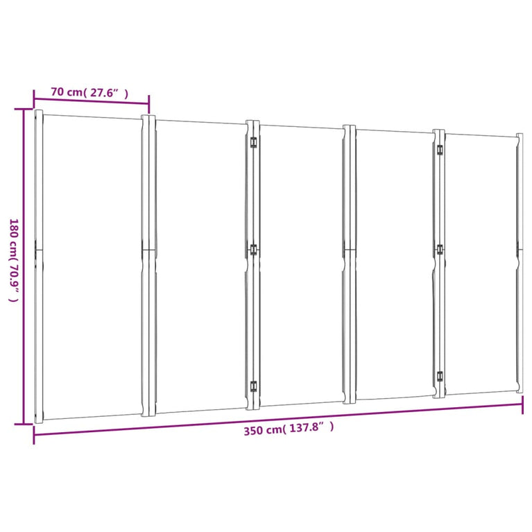 Kamerscherm met 5 panelen 350x180 cm taupe