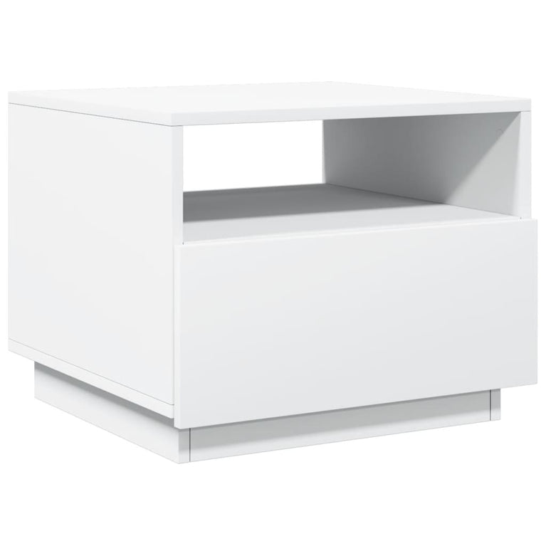 Salontafel met LED-verlichting 50x49x40 cm wit