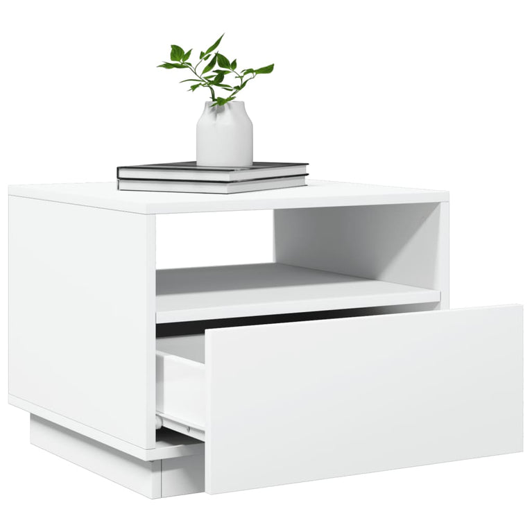 Salontafel met LED-verlichting 50x49x40 cm wit
