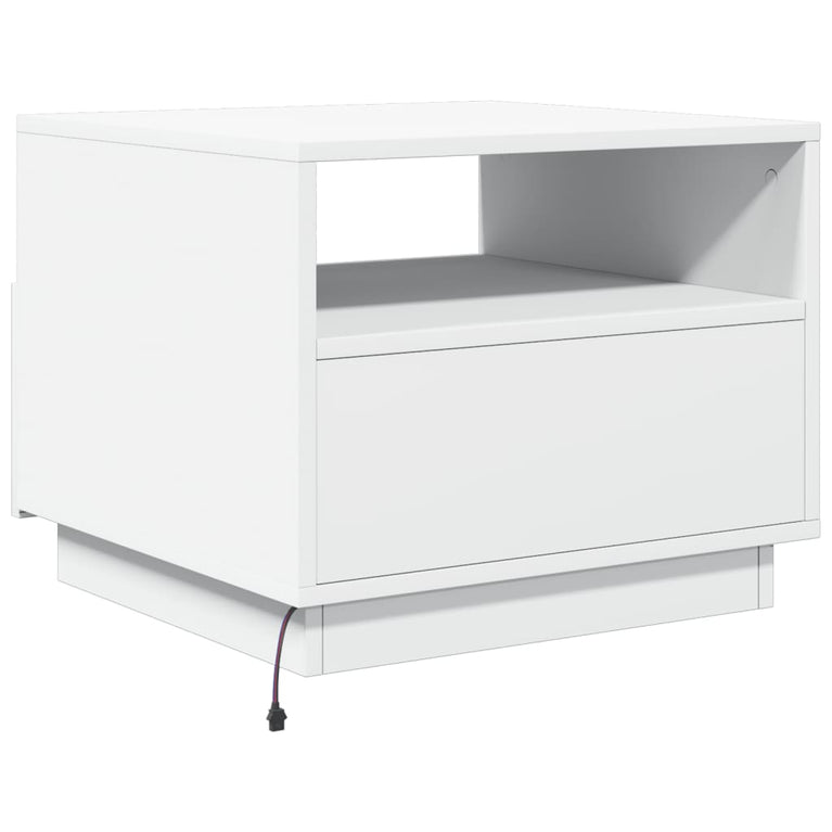Salontafel met LED-verlichting 50x49x40 cm wit