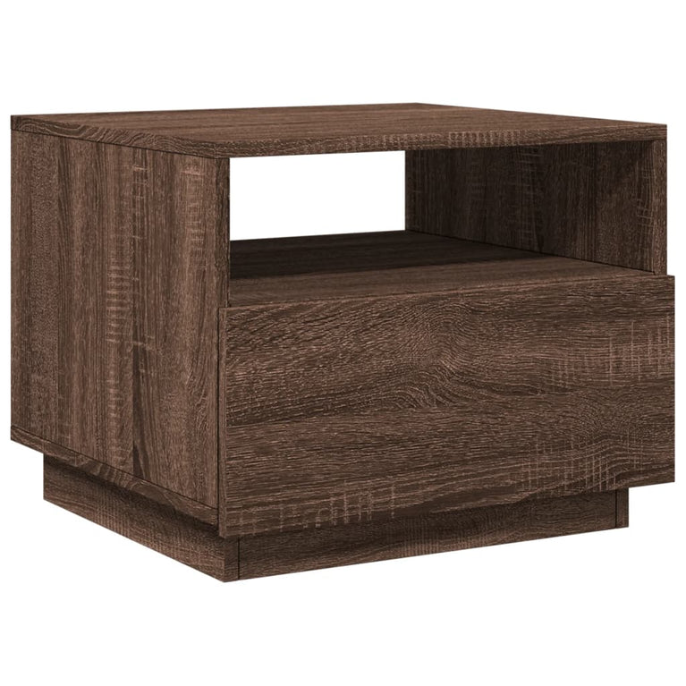 Salontafel met LED-verlichting 50x49x40 cm bruineikenkleurig