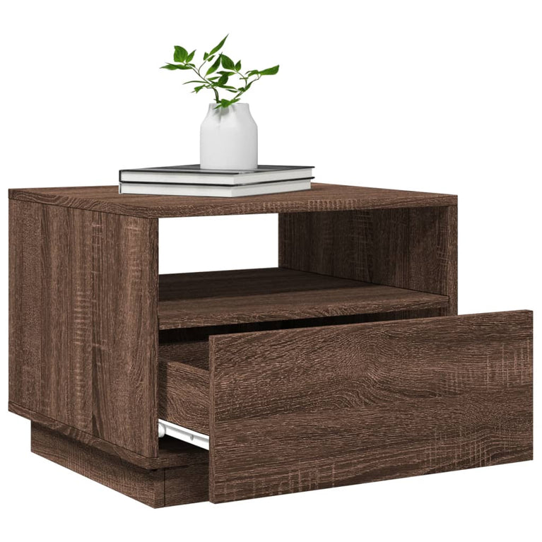 Salontafel met LED-verlichting 50x49x40 cm bruineikenkleurig