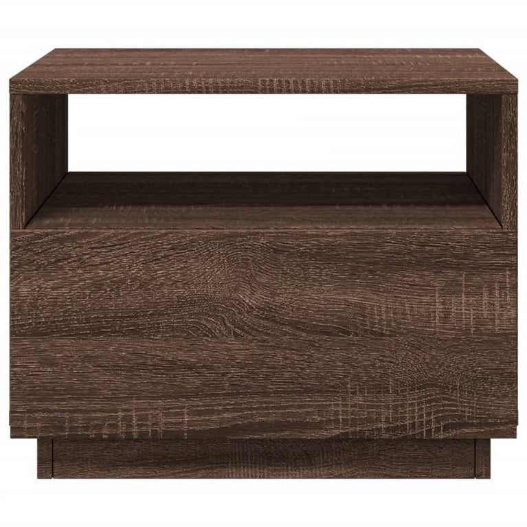 Salontafel met LED-verlichting 50x49x40 cm bruineikenkleurig