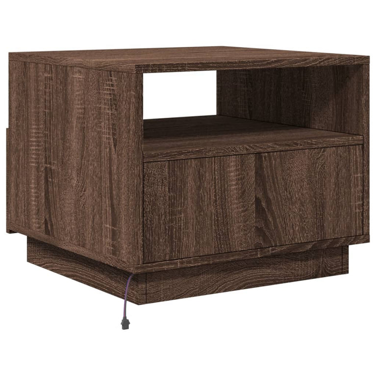 Salontafel met LED-verlichting 50x49x40 cm bruineikenkleurig