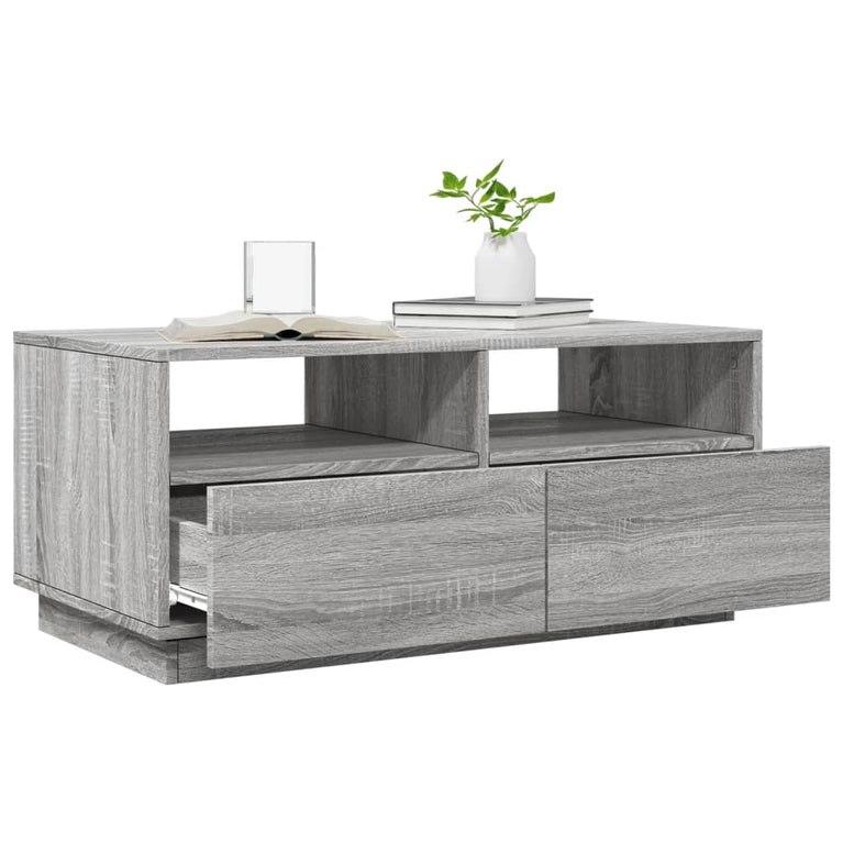 Salontafel met LED-verlichting 90x49x40 cm grijs sonoma eiken