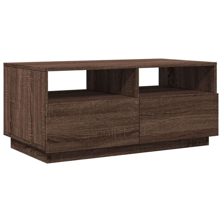 Salontafel met LED-verlichting 90x49x40 cm bruineikenkleurig