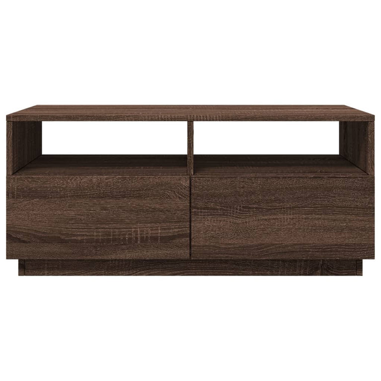 Salontafel met LED-verlichting 90x49x40 cm bruineikenkleurig