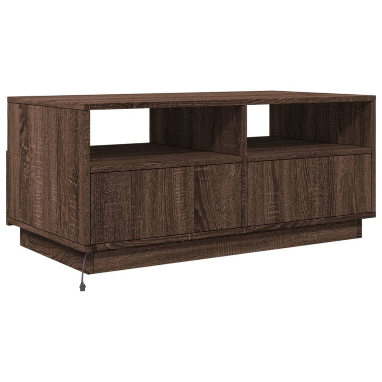 Salontafel met LED-verlichting 90x49x40 cm bruineikenkleurig